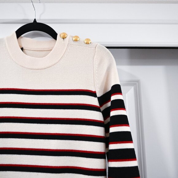 Veronica Beard Small Merino Wool Nautical Striped Sweater Dress - Picture 3 of 8